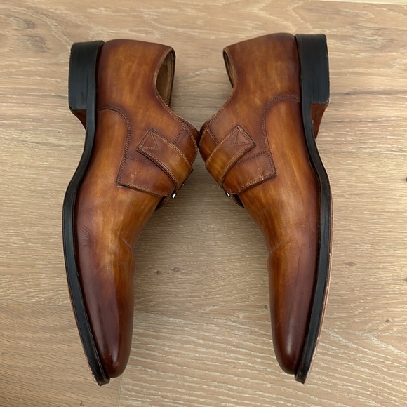 Magnanni Men's Manning Monk Strap Dress Shoes Cognac Brown Leather Size 11 - Picture 8 of 10